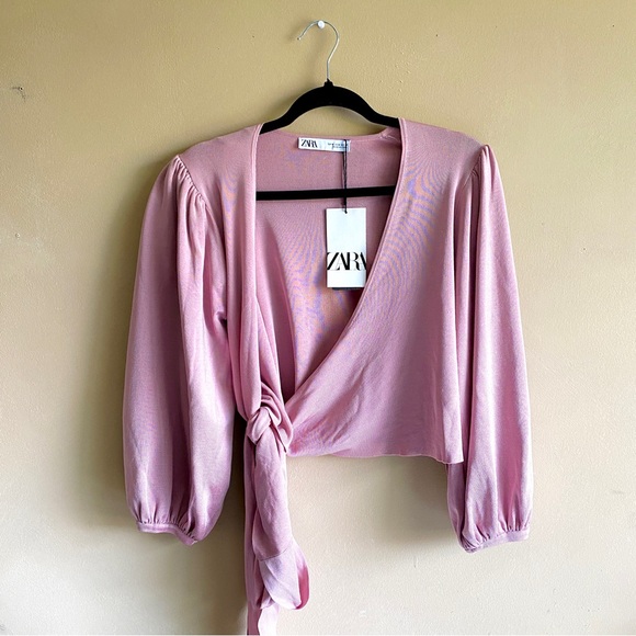 Zara Pink Wrap Top - Picture 4 of 4
